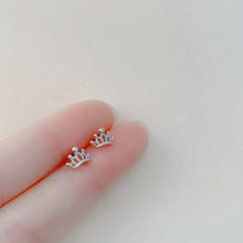 Load image into Gallery viewer, Fashion Sweet Mini Simple Hollowed Out Crown 925 Silver Needle Ear Studs Women Jewelry Gift

