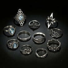 Load image into Gallery viewer, 11PCS/Set Fashion Vintage Carved Flower Leaf Butterfly With Star Sky Gem Rings Women Jewelry Gift
