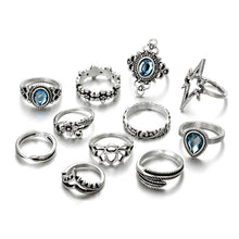 Load image into Gallery viewer, 11PCS/Set Fashion Vintage Carved Flower Leaf Butterfly With Star Sky Gem Rings Women Jewelry Gift
