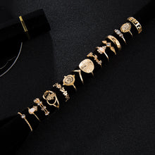 Load image into Gallery viewer, 15PCS/Set Fashion Vintage Head Gold Coin Cross Pattern Rings Women Jewelry Gift
