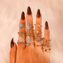 Load image into Gallery viewer, 15PCS/Set Fashion Vintage Head Gold Coin Cross Pattern Rings Women Jewelry Gift
