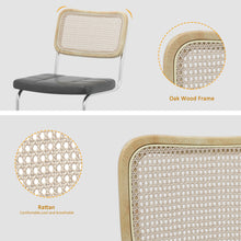 Load image into Gallery viewer, Set of 2, Leather Dining Chair with High-Density Sponge, Rattan Chair for Dining room, Living room, Bedroom, Gray
