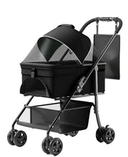 Load image into Gallery viewer, 2 in 1 Folding Dog Stroller, Pet Folding Stroller, 4 Wheels Dog/Cat Puppy Stroller w/Removable Travel Carrier for Small/Medium Pet, Waterproof Pad, Car Seat, Sun Shade
