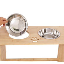 Load image into Gallery viewer, Gardenia Raised Dog Bowl Stand for Medium Sized Dogs, Elevated Dog Bowls, Bamboo Raised Dog Bowl, Dog Food Bowl Stand, Feeding Station
