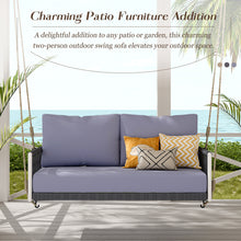Load image into Gallery viewer, TREXM 1-Piece Woven Rope Outdoor Swing Sofa with Soft Cushions Seating 2 for Patio, Courtyard and Balcony (Light Grey)
