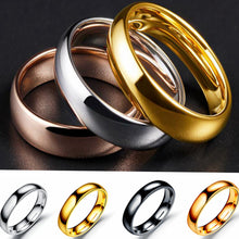 Load image into Gallery viewer, 1PC 4mm Fashion Simple Punk Stainless Steel Smooth Arc Ring For Women Men Jewelry Gift

