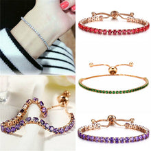 Load image into Gallery viewer, Women Fashion Rhinestone Crystal Silver Gold Plated Bracelet Adjustable Bangle Cuff Jewelry Gift
