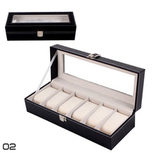 Load image into Gallery viewer, PU Leather 3/6 Slots Wrist Watch Display Storage Box Holder Organizer Windowed Case
