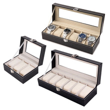 Load image into Gallery viewer, PU Leather 3/6 Slots Wrist Watch Display Storage Box Holder Organizer Windowed Case
