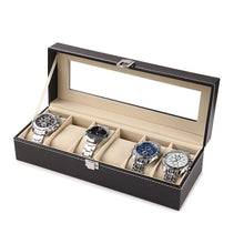 Load image into Gallery viewer, PU Leather 3/6 Slots Wrist Watch Display Storage Box Holder Organizer Windowed Case
