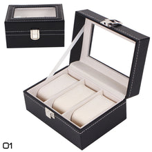 Load image into Gallery viewer, PU Leather 3/6 Slots Wrist Watch Display Storage Box Holder Organizer Windowed Case
