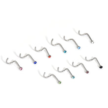 Load image into Gallery viewer, 10PCS/Pack 2mm Colorful Rhinestone Stainless Steel Nose Nail Body Piercing Accessories
