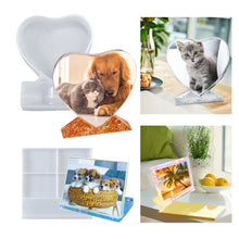 Load image into Gallery viewer, 2 Pieces Resin Photo Frame Molds, Rectangle Picture Frame Mold Heart Shape Silicone Mold for Resin Casting, Personalized Photo Frame Mold for DIY Crafts, Home Decor
