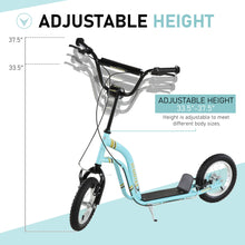 Load image into Gallery viewer, Youth Scooter Front and Rear Caliper Dual Brakes 12-Inch Inflatable Front Wheel Ride On Toy For Age 5+, Blue
