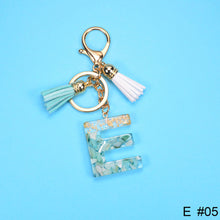 Load image into Gallery viewer, Women Fashion 26 Letters Resin Keychains Gold Foil Bag Pendant Charms Handbag Accessories Tassel Key Rings

