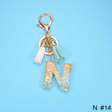 Load image into Gallery viewer, Women Fashion 26 Letters Resin Keychains Gold Foil Bag Pendant Charms Handbag Accessories Tassel Key Rings
