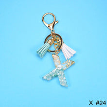 Load image into Gallery viewer, Women Fashion 26 Letters Resin Keychains Gold Foil Bag Pendant Charms Handbag Accessories Tassel Key Rings

