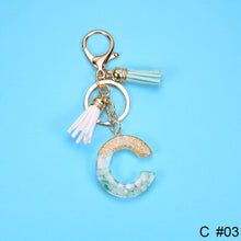 Load image into Gallery viewer, Women Fashion 26 Letters Resin Keychains Gold Foil Bag Pendant Charms Handbag Accessories Tassel Key Rings
