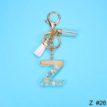 Load image into Gallery viewer, Women Fashion 26 Letters Resin Keychains Gold Foil Bag Pendant Charms Handbag Accessories Tassel Key Rings
