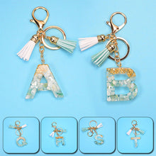 Load image into Gallery viewer, Women Fashion 26 Letters Resin Keychains Gold Foil Bag Pendant Charms Handbag Accessories Tassel Key Rings
