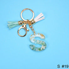 Load image into Gallery viewer, Women Fashion 26 Letters Resin Keychains Gold Foil Bag Pendant Charms Handbag Accessories Tassel Key Rings
