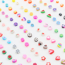 Load image into Gallery viewer, 20 Pairs/30 Pairs/40 Pairs/50 Pairs Simple Cute Cartoon Clay Flower Fruits Animal Earrings Kit Jewelry Gift
