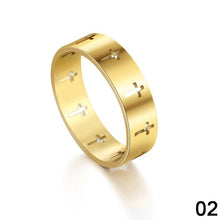 Load image into Gallery viewer, Fashion Simple Creative Hollow Cross Stainless Steel Couple Ring Jewelry Gift for Men Women
