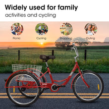 Load image into Gallery viewer, A24631 Adult Tricycles, 1 Speed Adult Trikes 24 inch 3 Wheel Bikes, Three-Wheeled Bicycles Cruise Trike with Shopping Basket for Seniors, Women, Men
