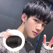 Load image into Gallery viewer, Clip in Hair Bangs for Men Short Straight Real Hair Wigs Bald Foreheads Natural Male Wig Heat Resistant Fiber Toupee
