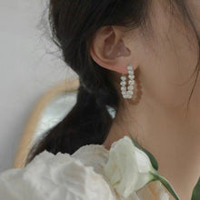 Load image into Gallery viewer, Women Natural Freshwater Pearl Baroque Circle Hoop Earrings 925 Sterling Silver Fashion Korean Jewelry
