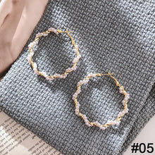 Load image into Gallery viewer, Women Natural Freshwater Pearl Baroque Circle Hoop Earrings 925 Sterling Silver Fashion Korean Jewelry

