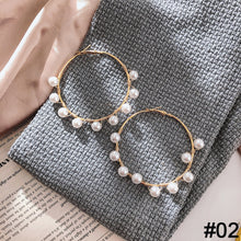 Load image into Gallery viewer, Women Natural Freshwater Pearl Baroque Circle Hoop Earrings 925 Sterling Silver Fashion Korean Jewelry
