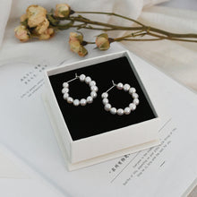 Load image into Gallery viewer, Women Natural Freshwater Pearl Baroque Circle Hoop Earrings 925 Sterling Silver Fashion Korean Jewelry
