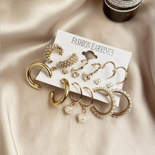 Load image into Gallery viewer, Fashion Elegant Pretty Geometric Pearl Zircon Set Earrings For Women Girls Jewelry Gift
