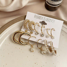 Load image into Gallery viewer, Fashion Elegant Pretty Geometric Pearl Zircon Set Earrings For Women Girls Jewelry Gift
