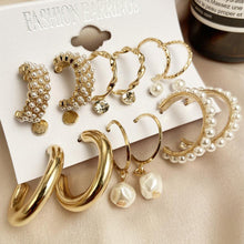 Load image into Gallery viewer, Fashion Elegant Pretty Geometric Pearl Zircon Set Earrings For Women Girls Jewelry Gift
