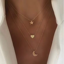 Load image into Gallery viewer, Creative Retro Simple Star Moon Love Pendant Necklace Clavicle Chain For Women Girls
