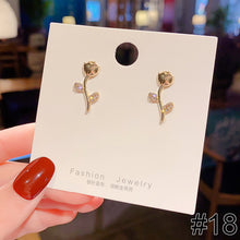 Load image into Gallery viewer, 1 Pair Women Simple Silver Needle Pearl Cat's Eye Stone Stud Fashion Jewelry Eardrop Earrings
