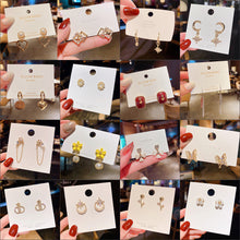 Load image into Gallery viewer, 1 Pair Women Simple Silver Needle Pearl Cat's Eye Stone Stud Fashion Jewelry Eardrop Earrings
