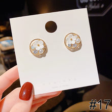 Load image into Gallery viewer, 1 Pair Women Simple Silver Needle Pearl Cat's Eye Stone Stud Fashion Jewelry Eardrop Earrings
