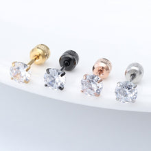 Load image into Gallery viewer, Fashion Four Claw Zircon Cartilage Stainless Steel Ear Stud Crystal Zircon Earrings Piercing Jewelry Steel Clear
