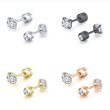 Load image into Gallery viewer, Fashion Four Claw Zircon Cartilage Stainless Steel Ear Stud Crystal Zircon Earrings Piercing Jewelry Steel Clear
