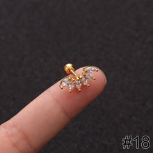 Load image into Gallery viewer, Women Simple Needle Pearl Gold Zircon Crown Stainless Steel Stud Earring Fashion Jewelry Eardrop Earrings

