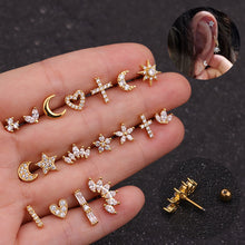 Load image into Gallery viewer, Women Simple Needle Pearl Gold Zircon Crown Stainless Steel Stud Earring Fashion Jewelry Eardrop Earrings
