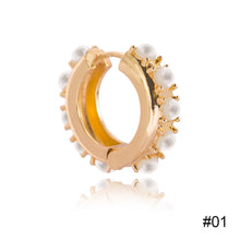 Load image into Gallery viewer, Creative Colorful Pearl Copper Buckle Circle Ear Studs Jewelry Gifts For Women Girls
