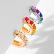 Load image into Gallery viewer, Creative Colorful Pearl Copper Buckle Circle Ear Studs Jewelry Gifts For Women Girls
