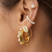 Load image into Gallery viewer, Creative Colorful Pearl Copper Buckle Circle Ear Studs Jewelry Gifts For Women Girls
