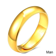 Load image into Gallery viewer, Gold Smooth Surface Simple Fashion Couple Ring Adjustable Jewelry Gift For Lover
