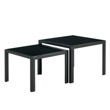 Load image into Gallery viewer, Nesting Coffee Table Set of 2, Square Modern Stacking Table with Tempered Glass Finish for Living Room,Black
