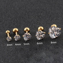 Load image into Gallery viewer, Fashion Zircon Stainless Steel Love Earrings Cartilage Ear Stud Crystal Heart Earrings Piercing Jewelry Steel Clear
